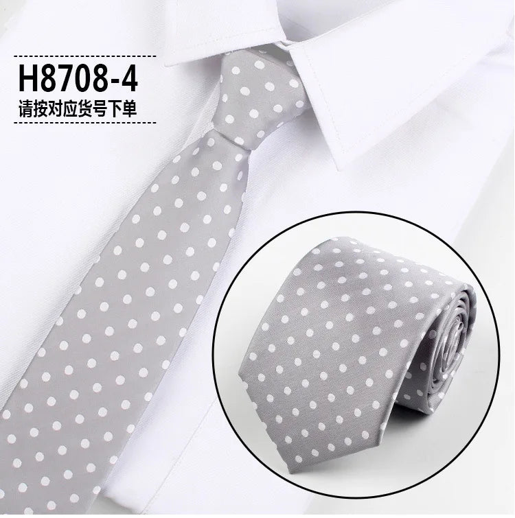 Brand New 2025 Fashion Dot Tie For Mens 8CM Necktie Business Formal Polka Dot Necktie Wedding Gift Orange Blue Red Tie Accessories Gravatas