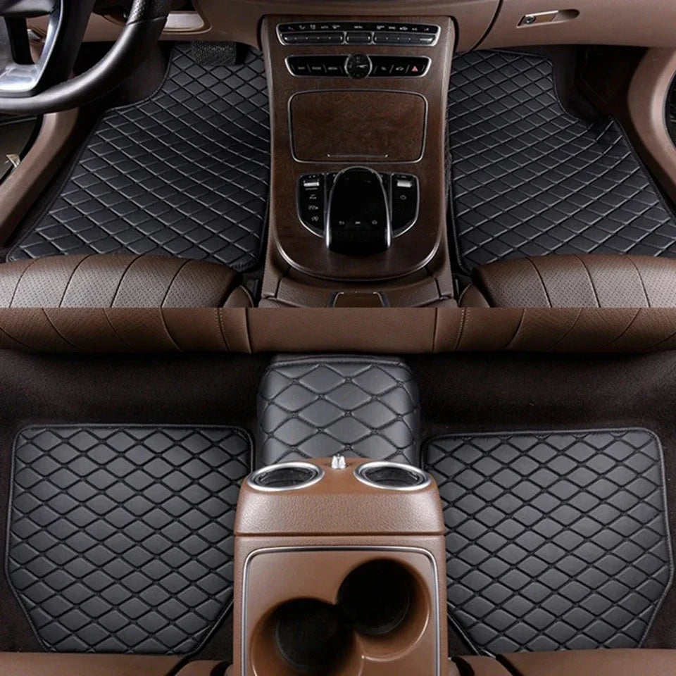 5PCS Universal Car Floor Mats PU Leather Waterproof Auto Foot Pad Protector Carpet Front and Rear Mats Set Auto Accessories