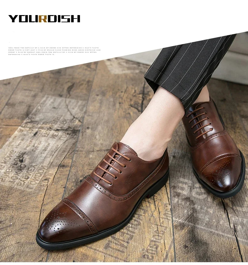 Our New Collections 2024-2025 Men's Formal  Shoes Red Sole Fashion Business Casual Party Banquet Daily Retro Carved Lace-up Brogue Dress Wedding Shoes Size 48