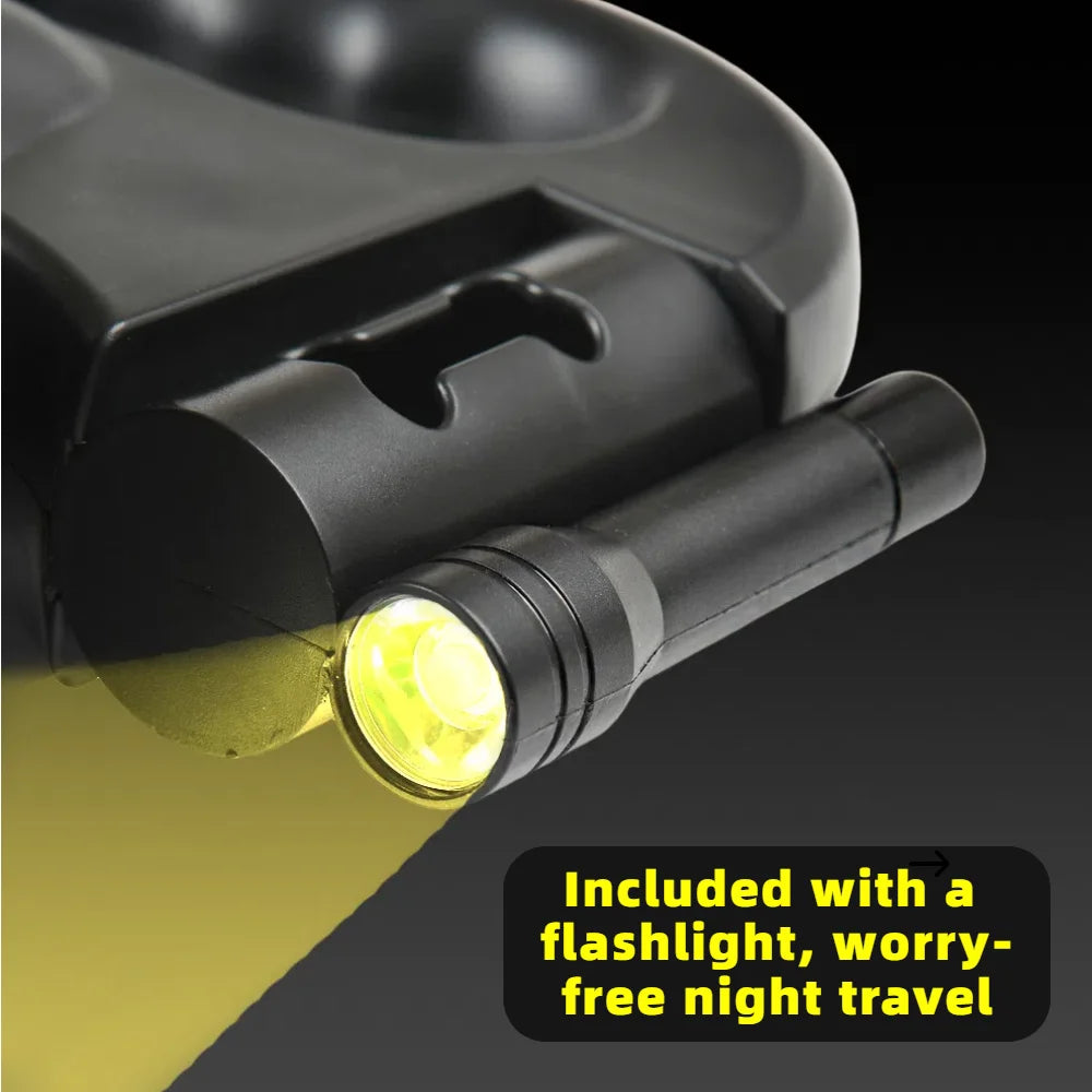 3in1 Double Head Dog Leash Flashlight Poop Bag Dispenser Dual Reflective Pet Cat Leash Automatic Extendable Puppy Traction Rope