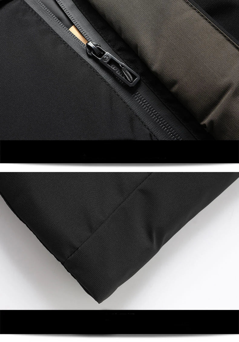 Men Winter  2025-2026 Thick Warm Parka Coat Fleece Inside Male Solid Color Hooded Thick Jacket  Men's Middle Long Coat Size