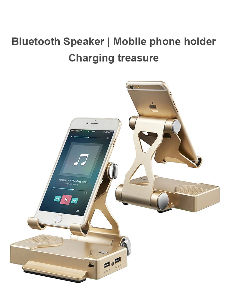 Metal Phone Holder Power Bank 10000mAh Bluetooth Speaker 3 in 1 Multifunctional Stand for Universal Mobile Phone
