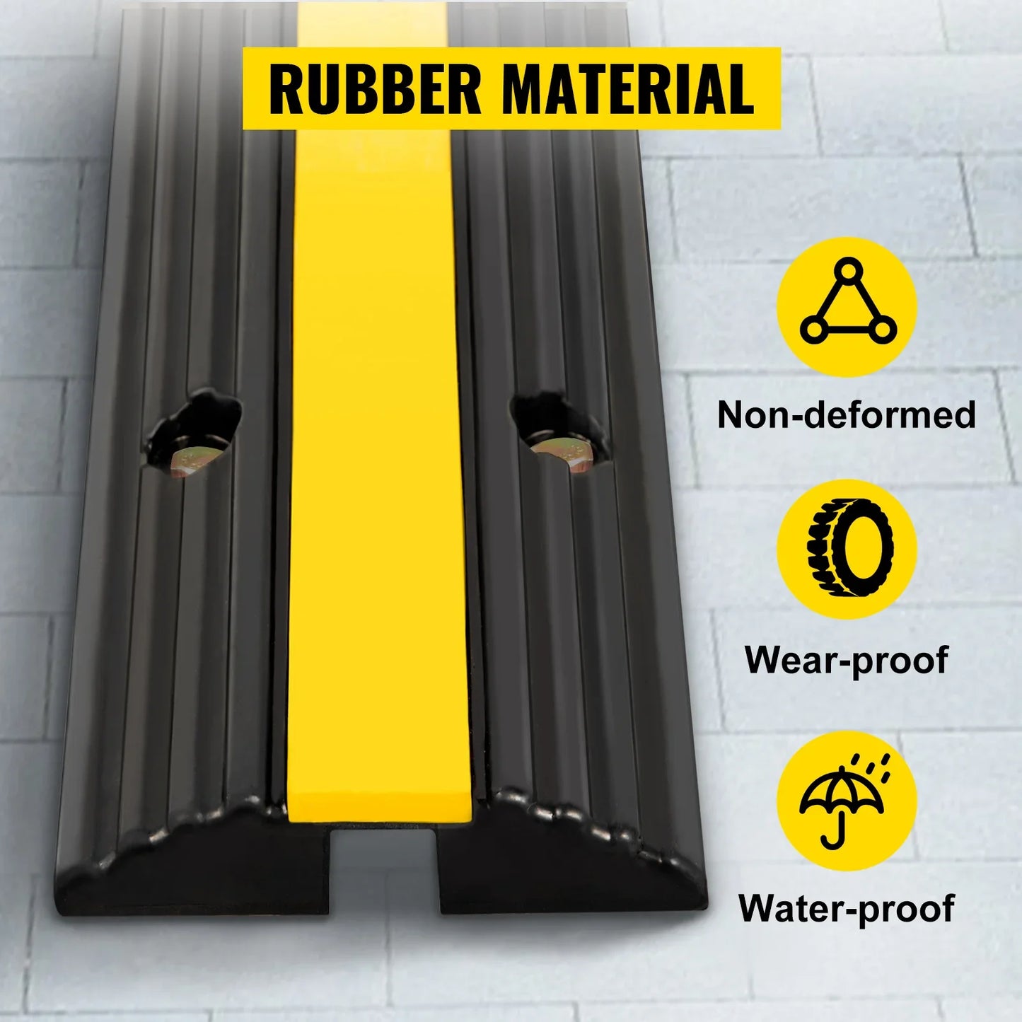 VEVOR Cable Protector Modular Rubber Speed Bump 4PCS 1 Channel Driveway Ramp Wire Cover Cord Guard for Parking Lot Warehouses