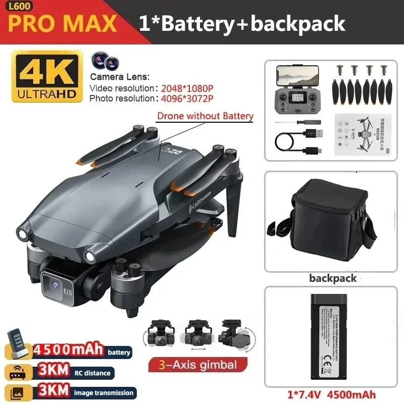 Big Sales now L600 PRO MAX GPS Drone Professional 4K 3-Axis PTZ HD Dual Camera Obstacle Avoidance Brushless Motor 5G WIFI RC Quadcopter Toys
