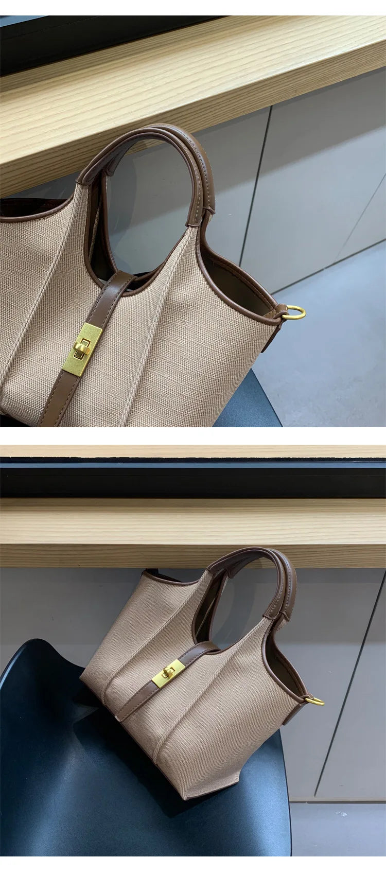 Vegetable basket bag for women 2024-2025 cloth pattern handbag large capacity niche design bucket bag PU sub-mother tote bag