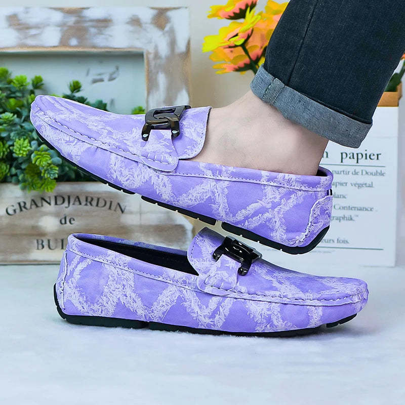 Our 2025 New Fashionable Mens Over Size 38-48 Moccasin Shoes Purple Spring Male Formal Dress Shoes Comfortable Youth Leisure Shoes