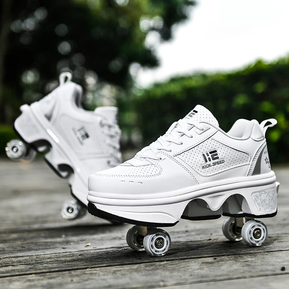 Roller Skates Running Sneakers Women's Roller Skates Adult Children Unisex Roller Skates Transformer Parkour Shoes 4 Wheels