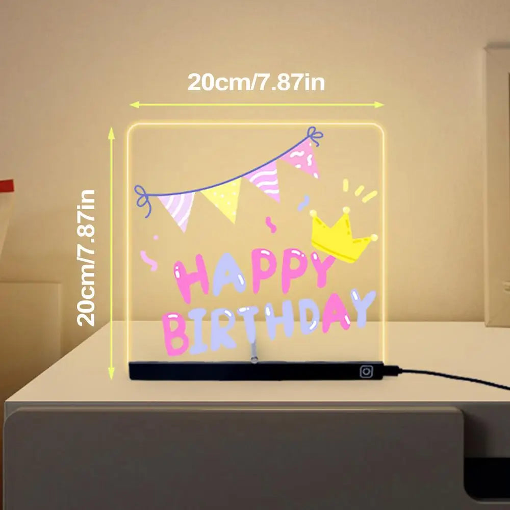 LED Letter Message Board With 7 Colorful Pens Acrylic Dry Erase Board with Light Light Up Dry Erase Board for Office School Home