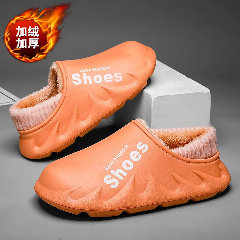 New 2024-2025 Winter and Autumn Cotton Slippers Men Indoor Warm Home Shoes Multi-Color Waterproof Soft Thick Sole Furry Women Men Slides EVA - FREE SHIPPING