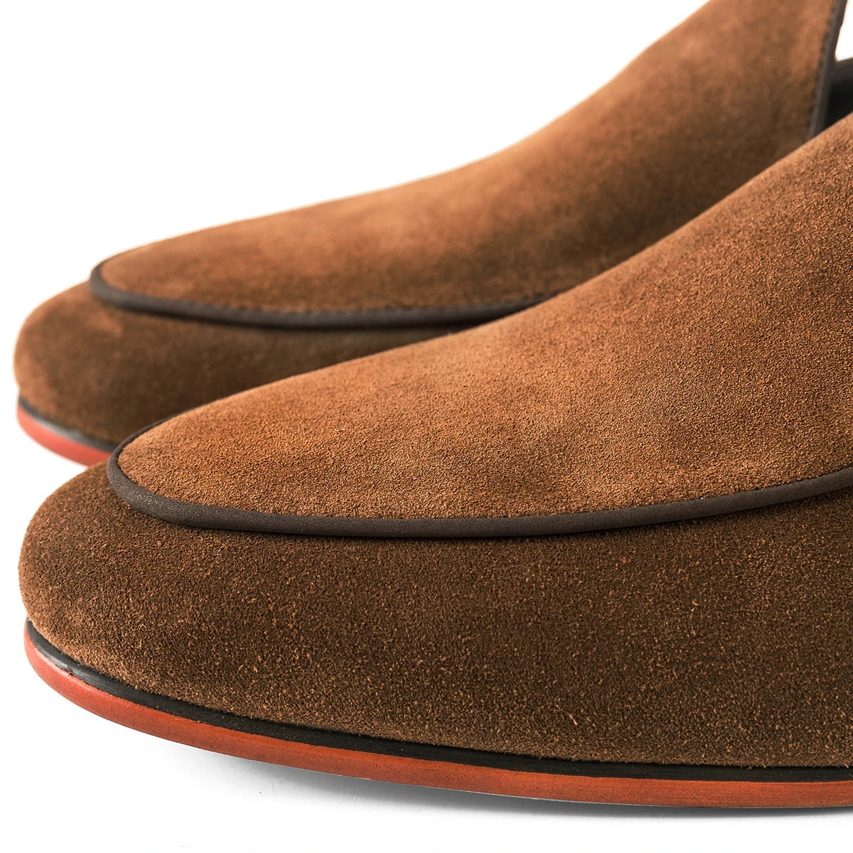 New 2024 Hanmce Fashion Sued England Casual Shoes Hand Made Luxury Loafers Genuine Leather Men Sapatos masculinos estilosos Toe shoes