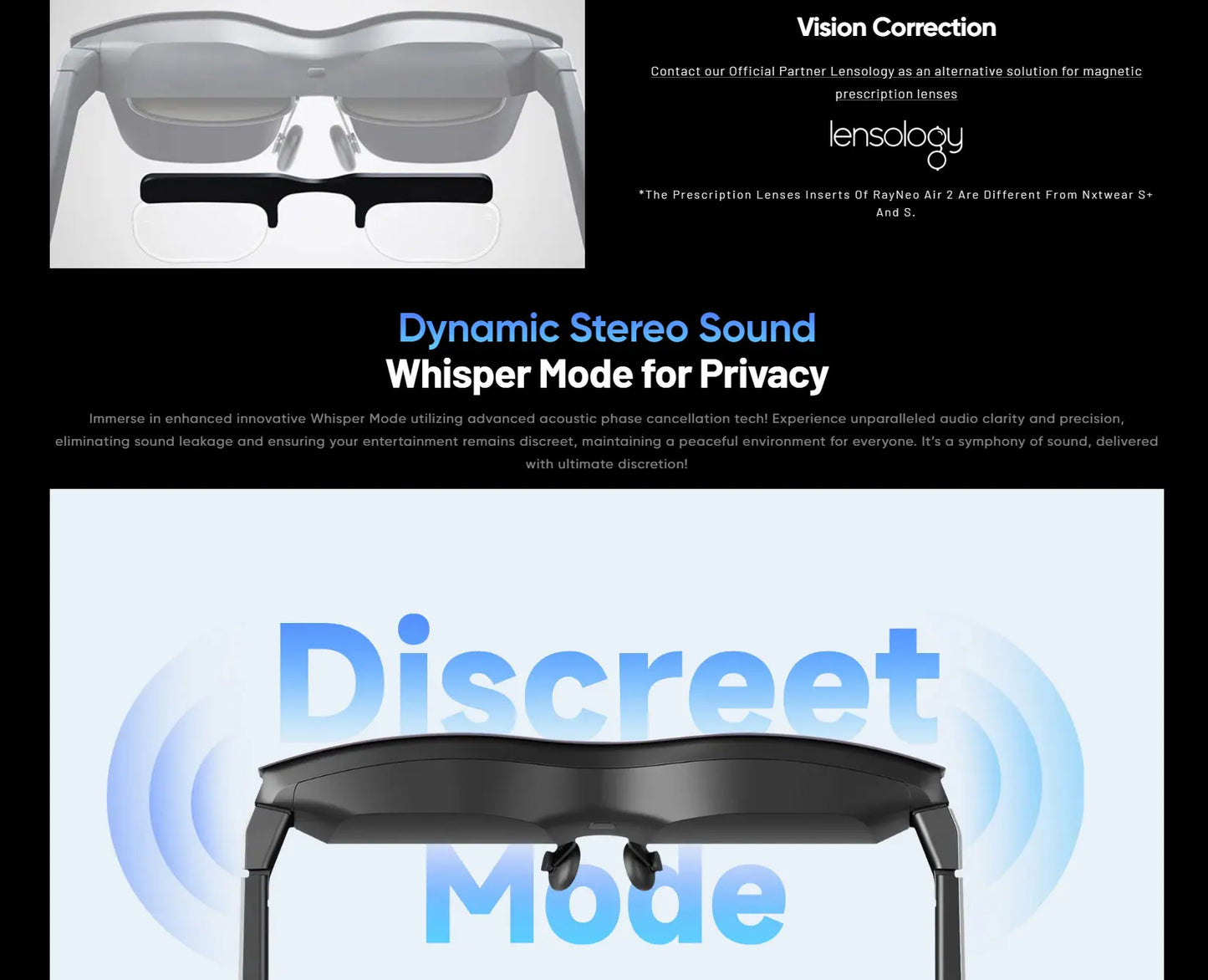 NEW 2024-2025TCL Rayneo Air 2 Smart AR Glasses 201 inch Giant Screen Viewing for iPhone Android Phones Computer Switch Steam Deck PS5