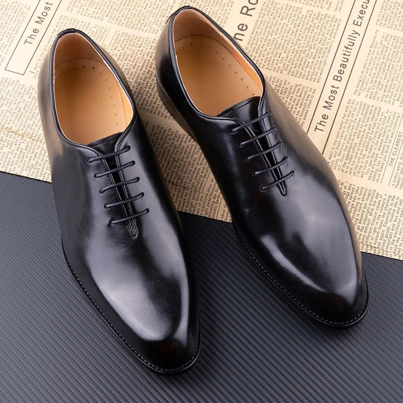 New 2024 Successful Men's Leather Shoes High Quality Handmade Oxford Casual Business Office Work Shoes For Gentleman Lace Up Comfortable