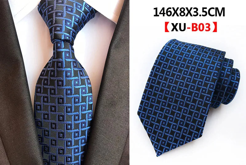 Men's Fashion Tie 8cm Silk Classic Necktie Yellow Blue Plaid Striped Flower Ties Business Wedding Mans Neckwear Gift Accessories