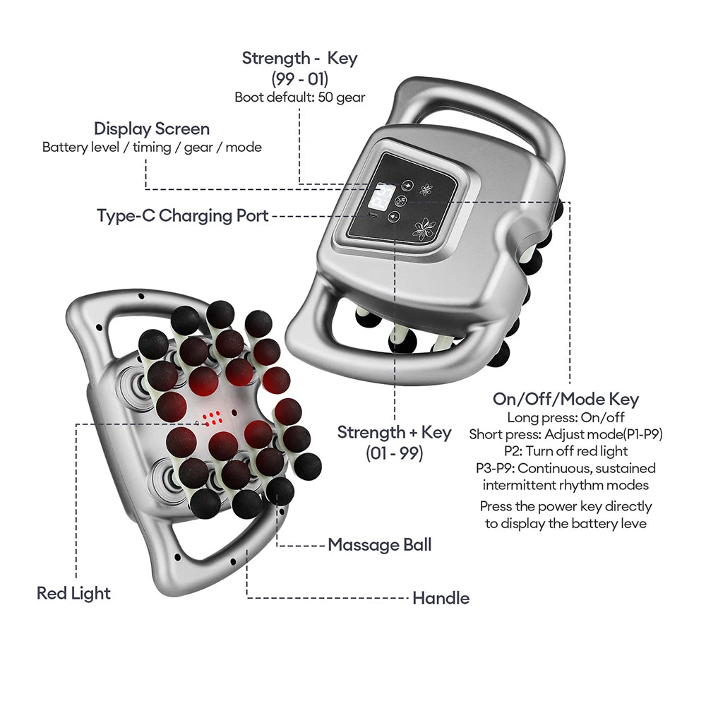 24-Head Fascia Gun 99 Levels Strength High-Frequency Vibration Body Massage Gun Back and Waist Massager Neck Shoulder masajeador