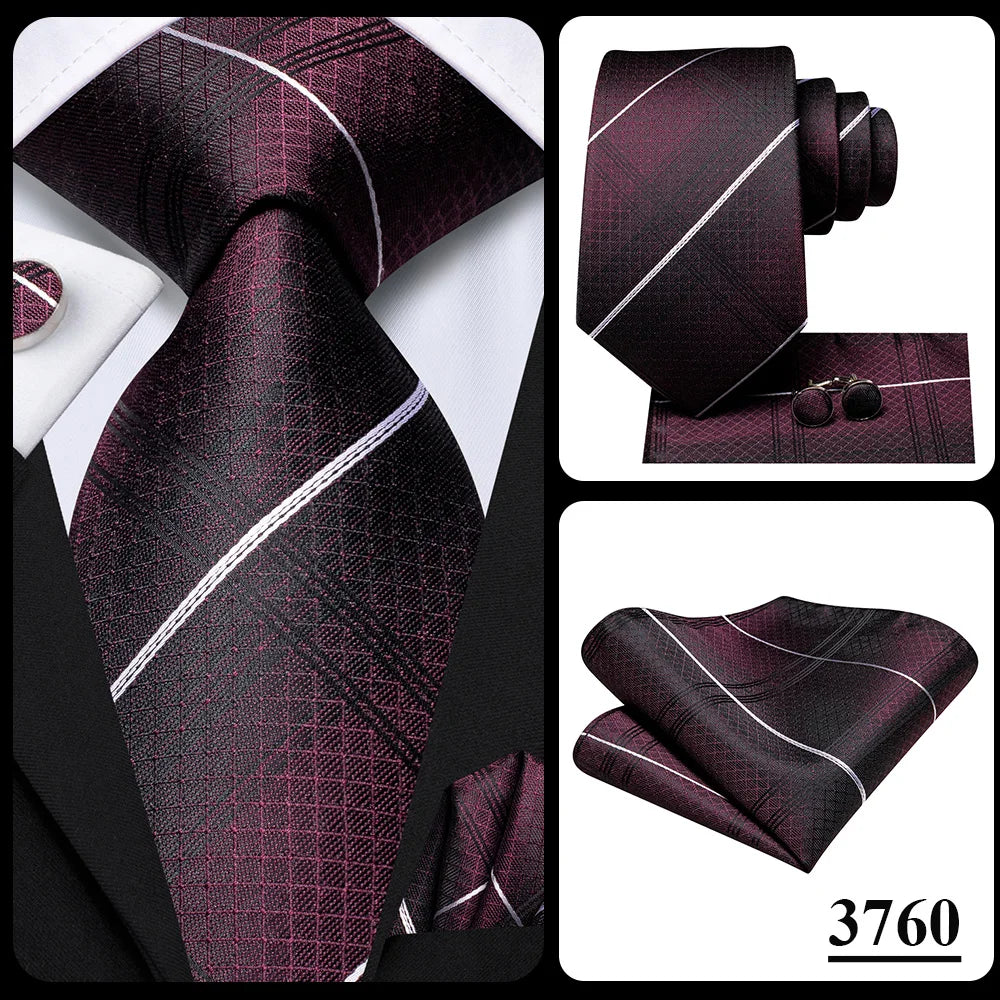 Our Brand  2025 Hi Tie Striped Sage Green Mens Fashion Necktie Handkerchief Cufflinks for Tuxedo Accessory Classic Silk Luxury Tie for Man Gift