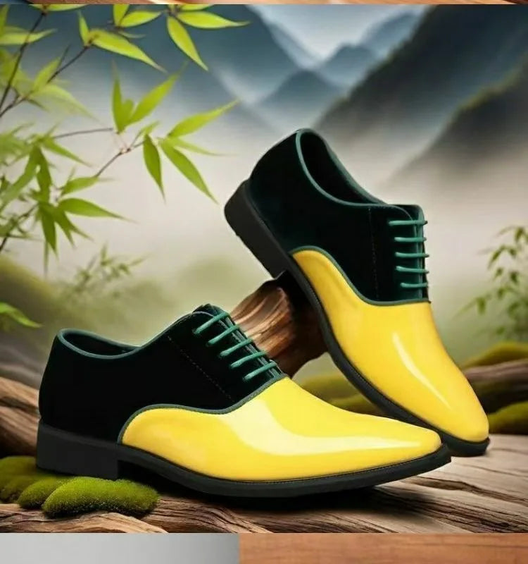 yellow blue red black oxford shoes man eleganti patent leather formal shoes man designer casual business wedding shoes for man