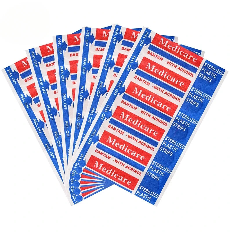 100Pcs English Non-woven Bandage Wound Hemostatic Band Aids Large Capacity Household Travel Sticking Plaster Medical Supplies