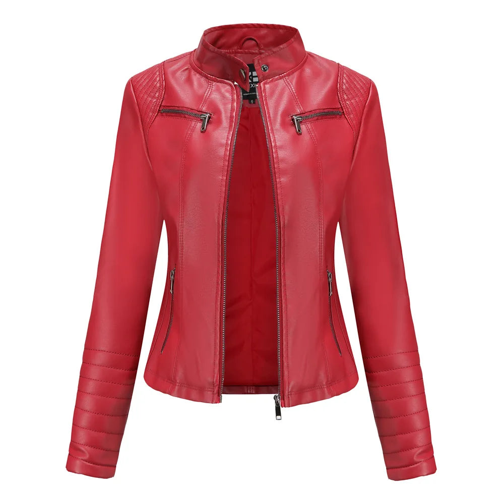 2025 Ladies New Autumn Motorcycle Short Chic PU Leather Jacket