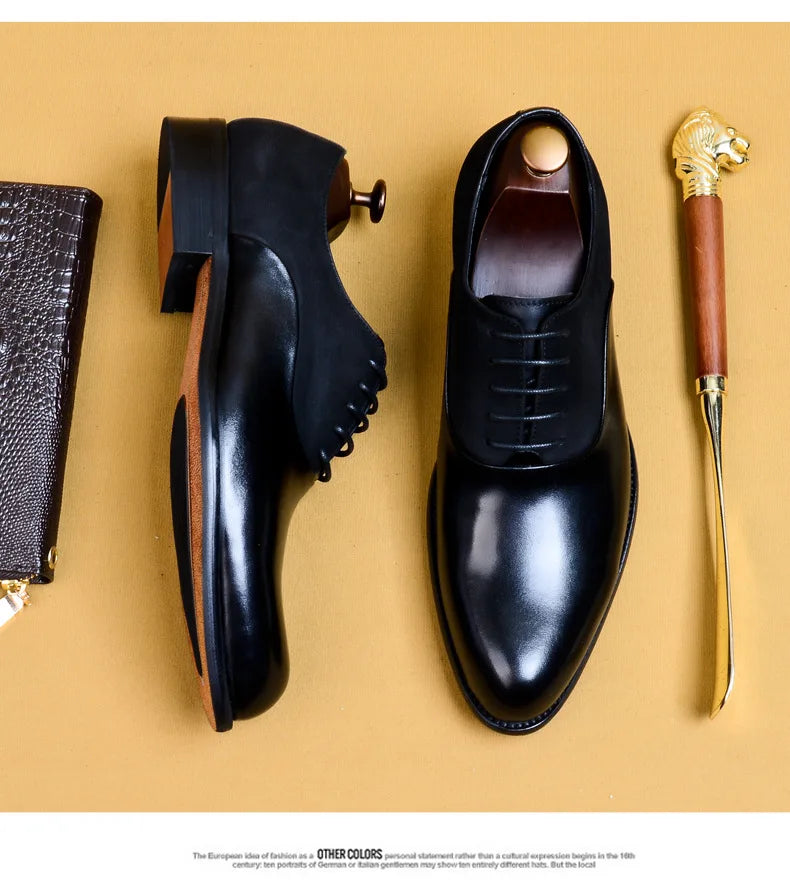 2024 New Italian Handmade Shoes British Style Formal Men's Oxford Shoe Genuine Leather Business Dress Shoes Retro Men's Shoes