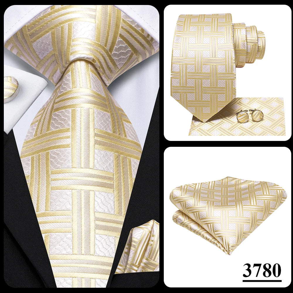 Our Brand  2025 Hi Tie Striped Sage Green Mens Fashion Necktie Handkerchief Cufflinks for Tuxedo Accessory Classic Silk Luxury Tie for Man Gift