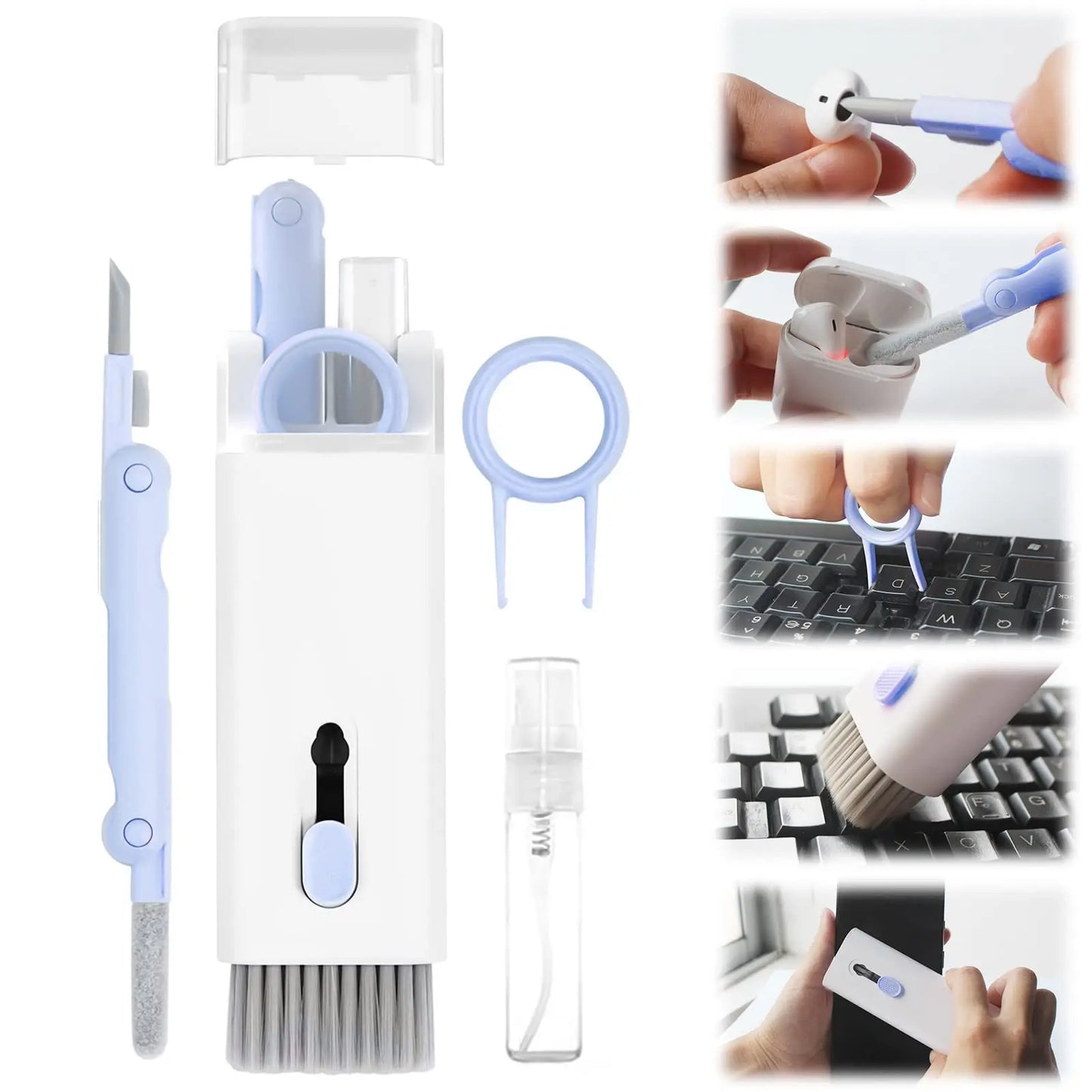 8 in 1 Keyboard Cleaning Brush Kit Phone Stand Earphone Cleaning Pen for Airpod 1 2 3 Cleaning Tool for Computer/MacBook/iPad
