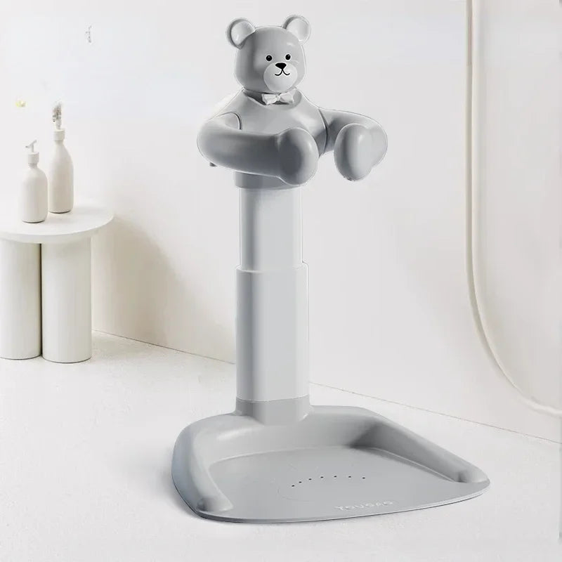 Cartoon Bear Baby Bathtub with Stand, Children's Baby Standing Bath, Baby Rinse Butt Holder, Toddler Stand Bath Tub Showers