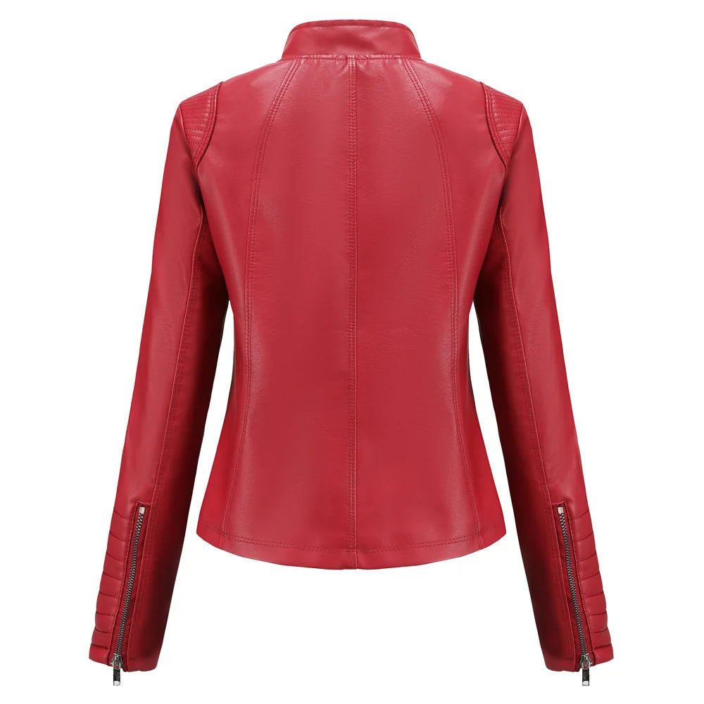 2025 Ladies New Autumn Motorcycle Short Chic PU Leather Jacket