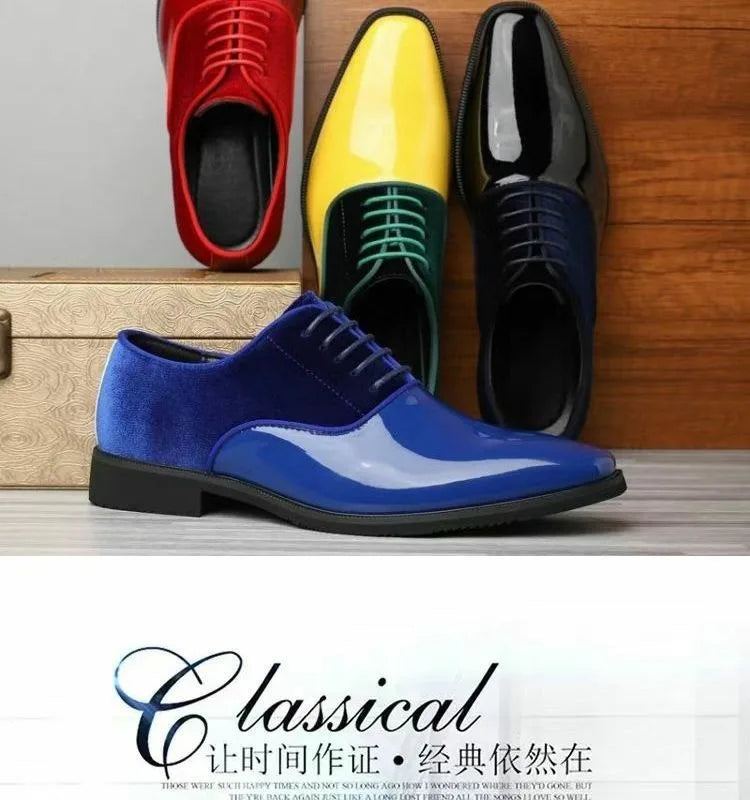 yellow blue red black oxford shoes man eleganti patent leather formal shoes man designer casual business wedding shoes for man