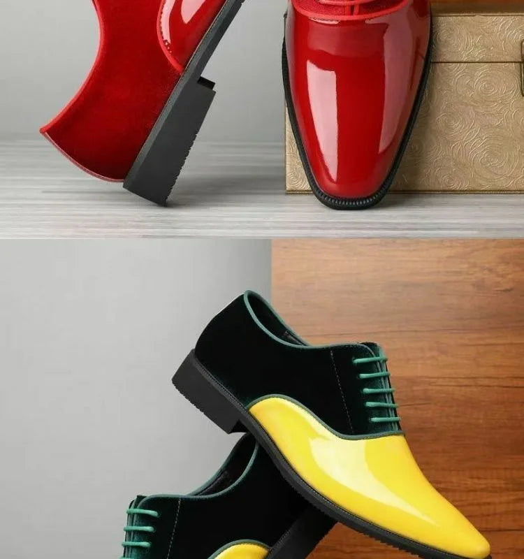 yellow blue red black oxford shoes man eleganti patent leather formal shoes man designer casual business wedding shoes for man