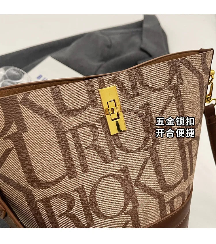 New Collection 2024-2025 Fashionable Retro Bucket Bag New High-capacity Printed Single Shoulder Crossbody Bag  High-quality Designer Handbag for Women FREE  SHIPPING