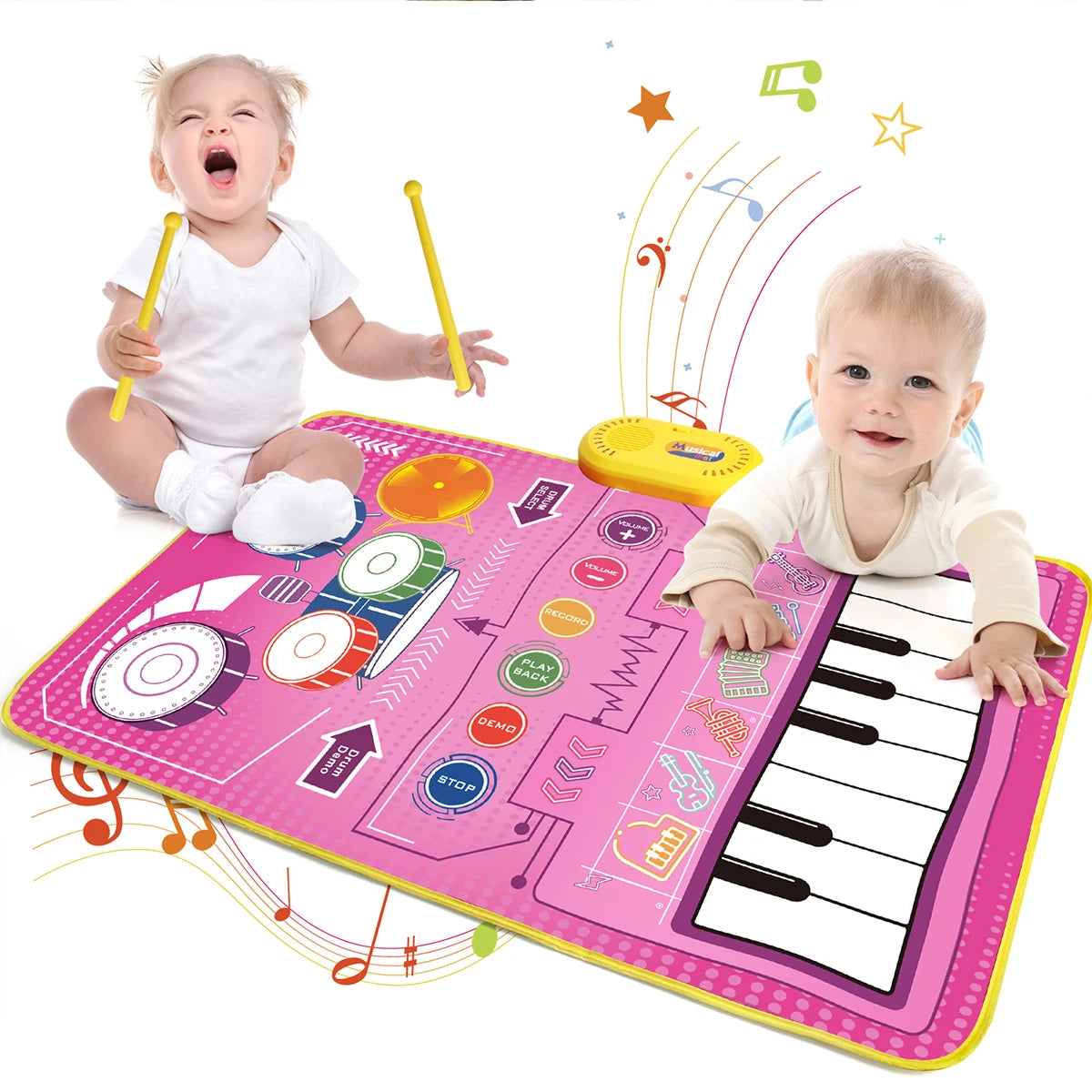 80x50cm Music Play Mat for Kids Toddlers Floor Piano Keyboard Drum Toys Dance Mat with 6 Instruments Sounds Educational Toys