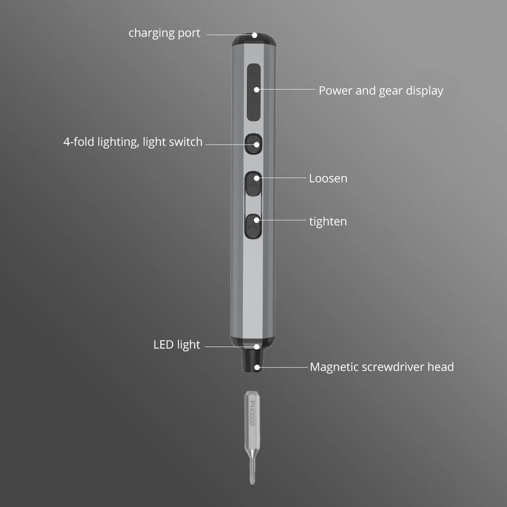 68 in 1 Mini Electric Screwdriver Precision Electric Screwdriver Magnetic Screwdriver with LED Shadowless Light CR-V Steel