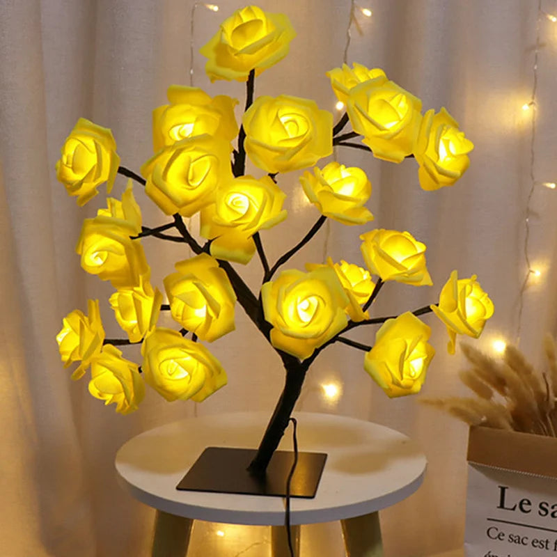 LED Rose Flower Table Lamp USB Fairy Lights Night Lights Home Celebration Wedding Bedroom Decoration