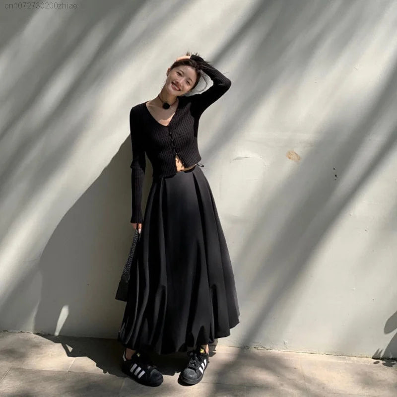 2024 Spring White Satin Low Waist A Line Ball Gown Long Skirts For Women French Romantic Elegant Solid Fairy Dress For Girl