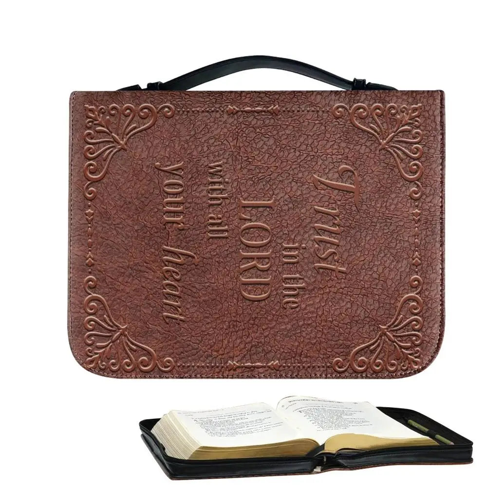 Vintage Bible Cover Carrying Case PU Leather Carrying Bag Protective Case Portable Carrying Book Case Church Bag With Handle