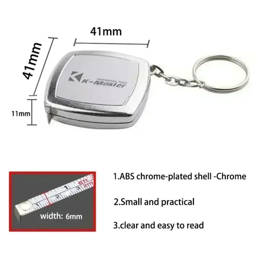 2 Meters Small Tape Measures Metric and Imperial System Key Ring Mini Steel Tape Measure Pocket Portable Compact Carry Around