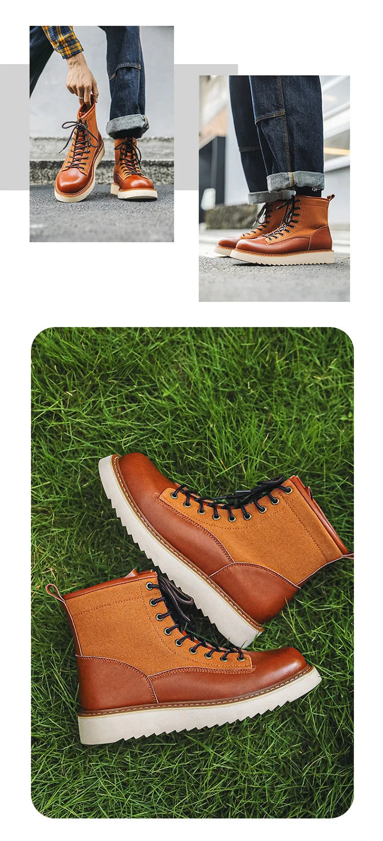 New Collection 2024-2025 Leather Boots Men's Retro Work Boots Lace Up Anti Slip Men's Boots Botas Masculino Chaussure Hommes Botas Para Hombre Botines Free gift after any purchase Free Laptop Stand