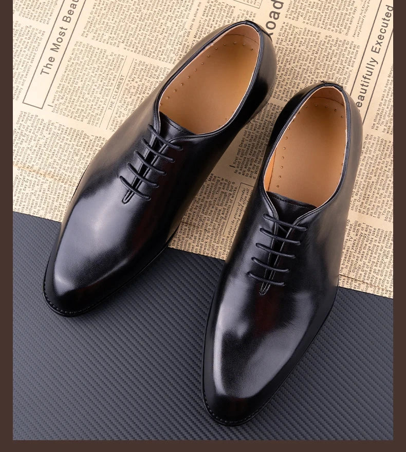 New 2024 Successful Men's Leather Shoes High Quality Handmade Oxford Casual Business Office Work Shoes For Gentleman Lace Up Comfortable