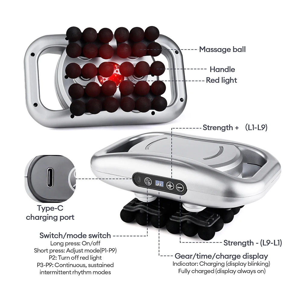 30-Head Fascia Gun High-Frequency Vibration Body Massage Gun Back and Waist Massager Neck Shoulder Massager Muscle masajeador