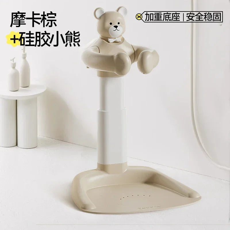 Cartoon Bear Baby Bathtub with Stand, Children's Baby Standing Bath, Baby Rinse Butt Holder, Toddler Stand Bath Tub Showers