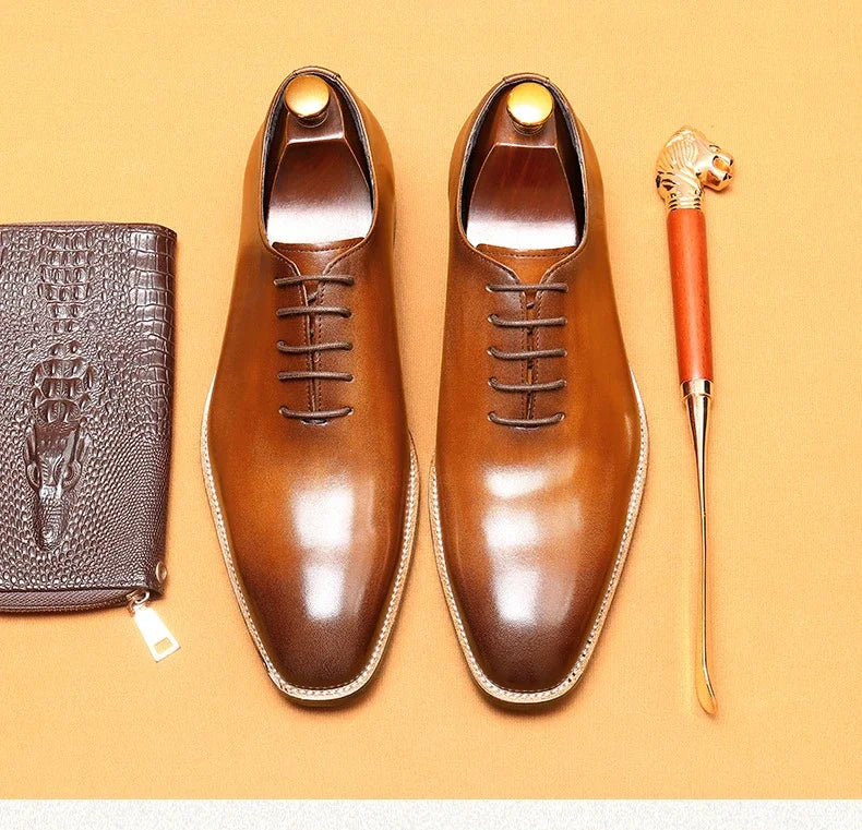 Brand New 2024-2025 Italian Men's Formal Shoes Luxury Genuine Leather Handmade Quality Comfortable Elegant Black Wedding Social Oxfords Shoes Man