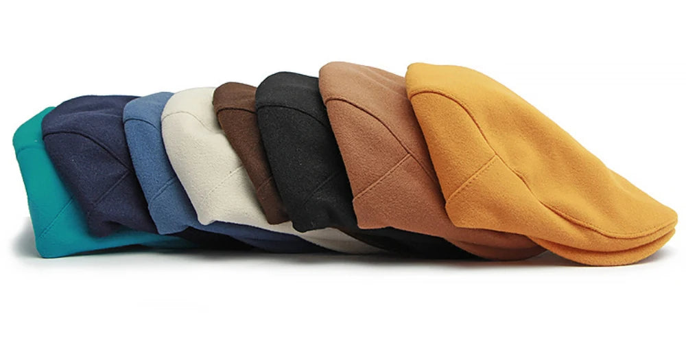 NEW 2025 Collections HT4292 Beret Cap Autumn Winter Cap Women Hat Solid Plain Artist Painter Beret Hat Adjustable   Flat Cap Men Wool Beret