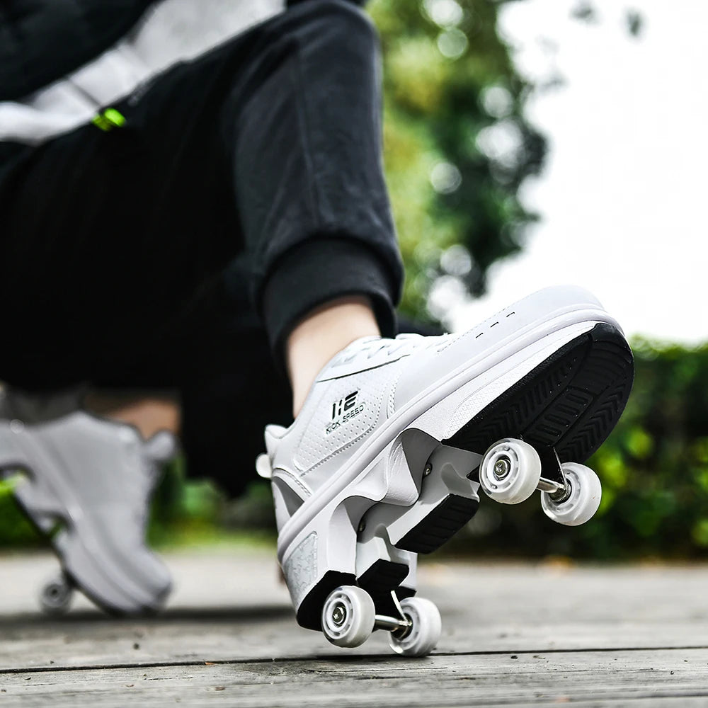 Roller Skates Running Sneakers Women's Roller Skates Adult Children Unisex Roller Skates Transformer Parkour Shoes 4 Wheels