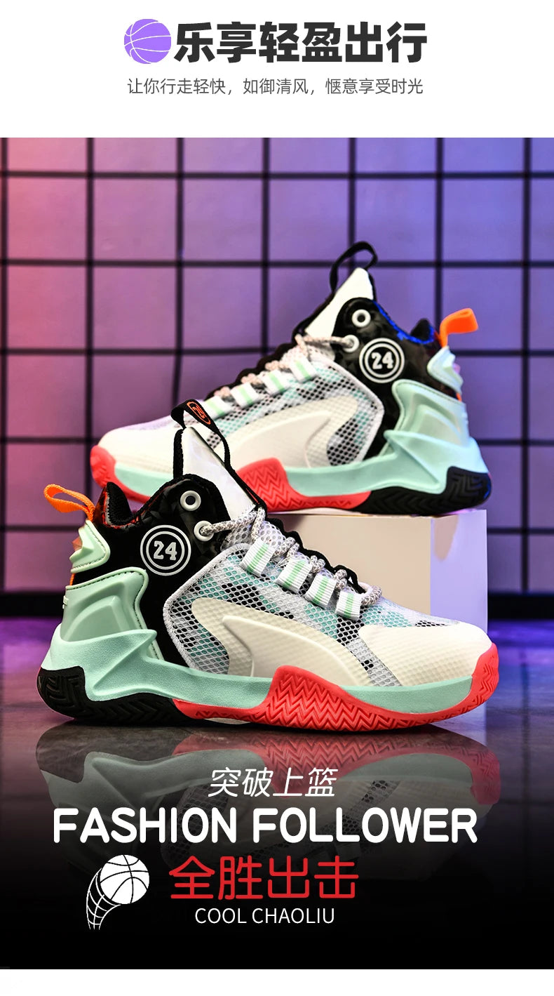 New Kids Basketball Shoes Boys Original Professional Men Field Breathable Gym Cushion Women Basketball Boots Tennis Sports Shoes