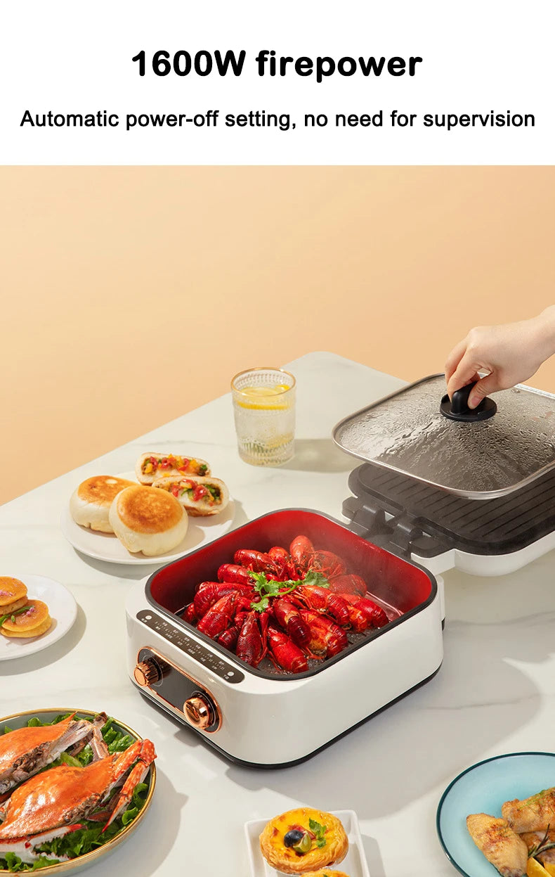 New 2024-2025 110V Multifunction Electric Baking Pan Deepen Cooker Double-side Heating Thick Pancake Machine Hot Pot Barbeque Steak Frying Pan