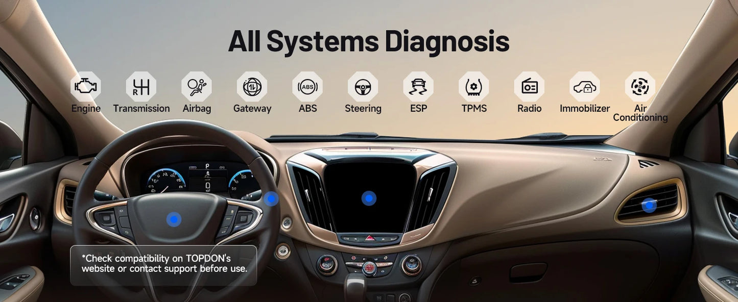 TOPDON Carpal OBD2 Scanner Bluetooth for Car All System Diagnostic Tool iOS Android Vehicle Health Check Smog Check Battery Test