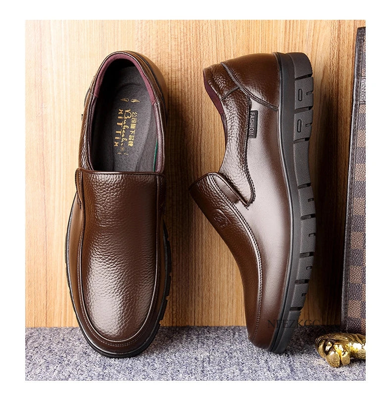 Handmade Men Shoes Genuine Leather Casual Shoes For Men Flat Platform Walking Shoes Outdoor Footwear Loafers Breathable Sneakers