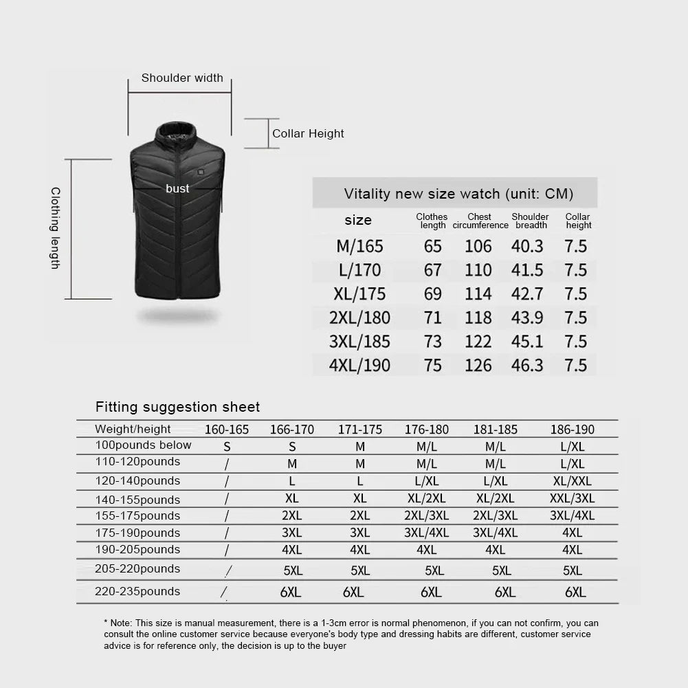 USB Heated Vest Winter Electric Heated Jackets Sportswear Heated Coat for Men and Women Outdoor Skiing Hiking Buy one and get a free Laptop Stand