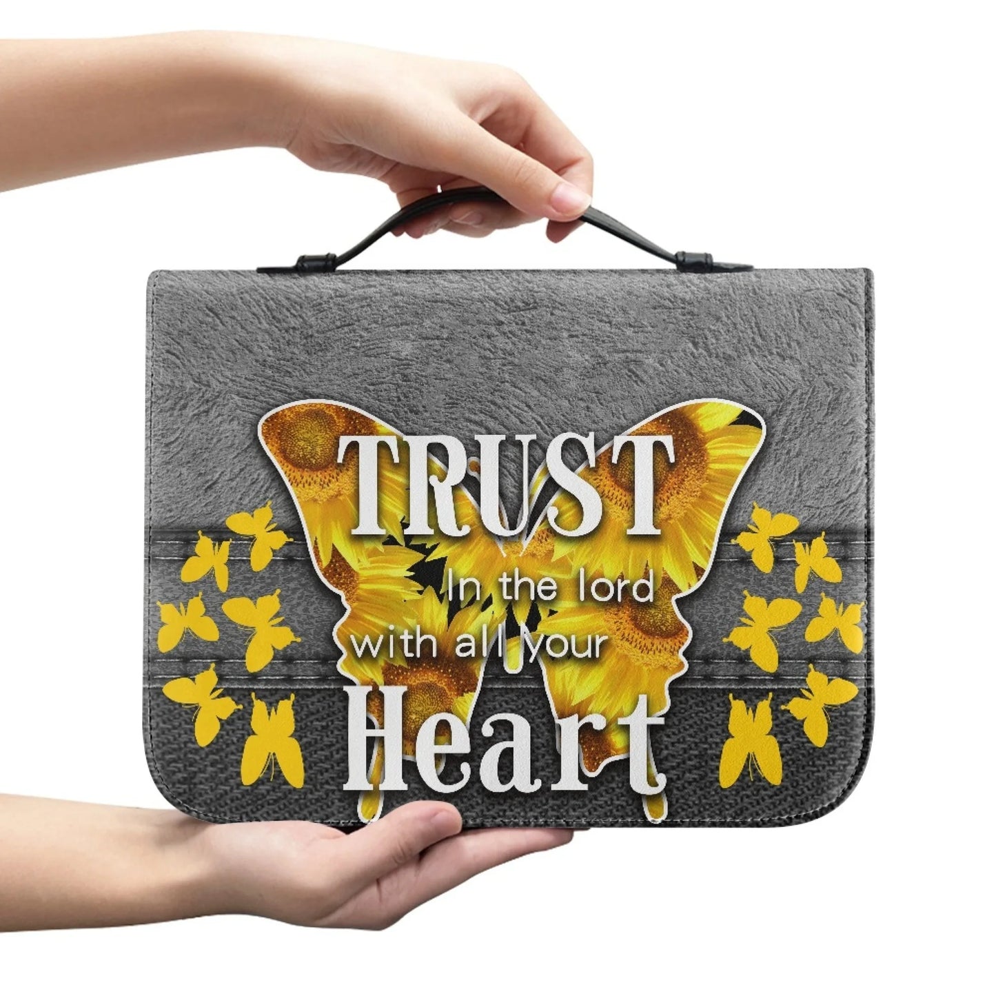 M Size Leather Cross Design Printed Book Bible Bag Student Travel Storage Bag One-handed Portable Storage Student Handbag