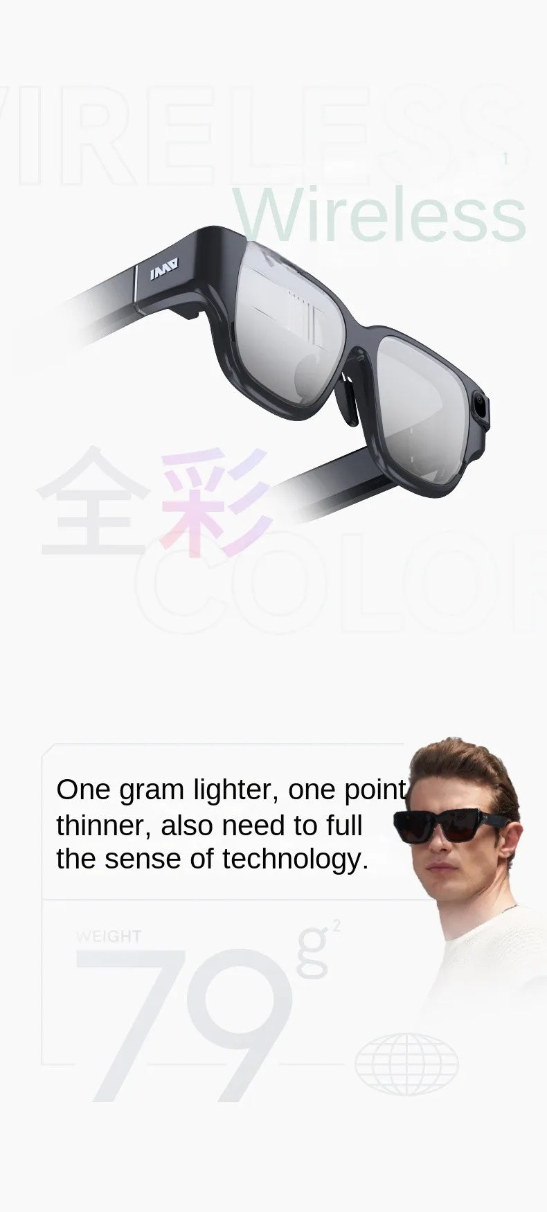 Brand New 2024-2025 INMO Air Smart AR Glasses Real-time Translation and Text Prompt 3D With Camera For Movie Watching Full-color True Wireless